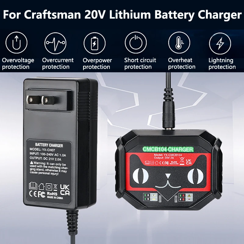 Lithium Ion Battery Charger CMCB102 For Craftsman 20V Li-Ion Battery CMCB202 CMCB204 Replacement Electric Power Tools EU US Plug