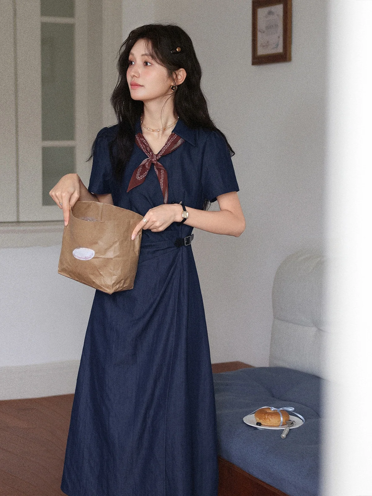 Col Ele ort Sve Dr femme bleu longue Dr été taille cintrée jupe trapèze décontracté Sle marque chinoise