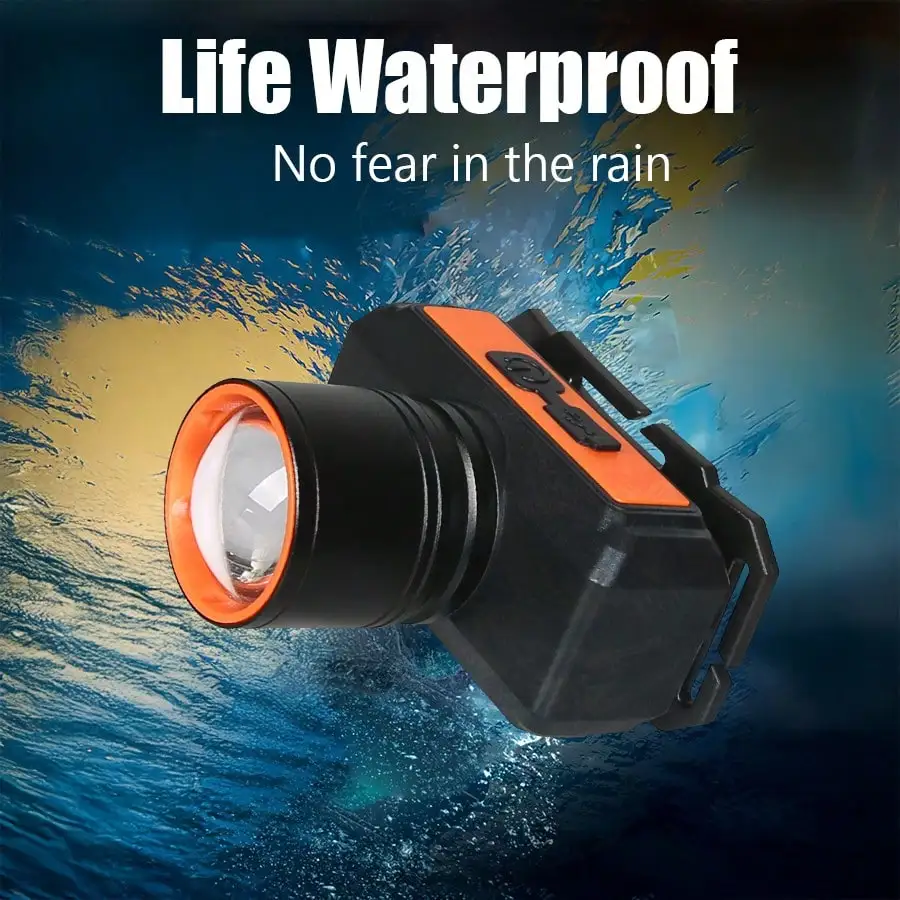 1PC Rechargeable Zoom LED Headlamp, 4 Modes High Lumen Waterproof Outdoor Head Light
