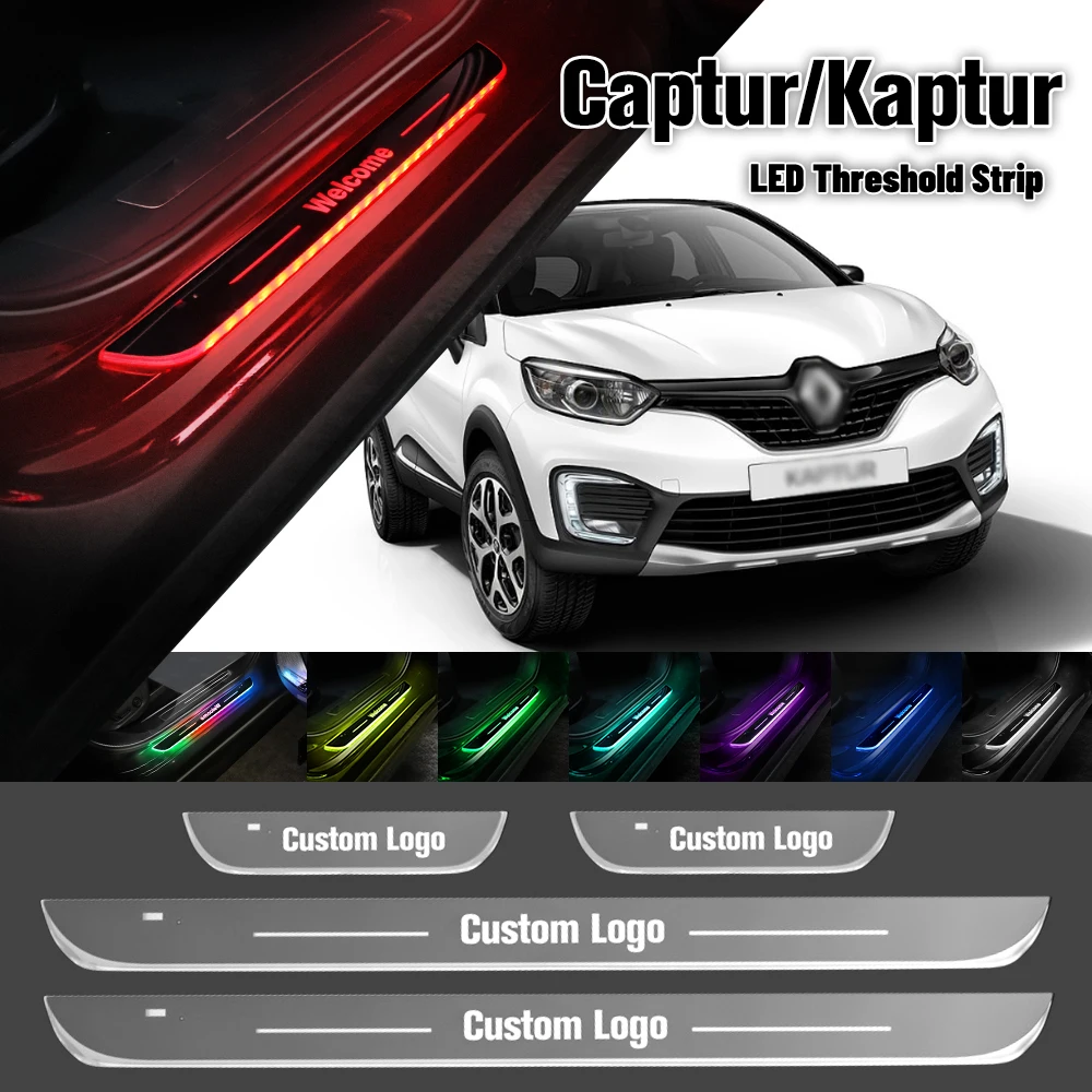 For Renault Captur Kaptur 2013-2023 Car Door Sill Light Customized Logo LED 2019 2021 Welcome Threshold Pedal Lamp Accessories