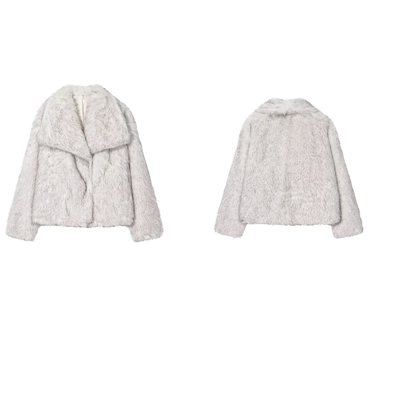 Guobioziy 2026 Autumn Winter Ladies Lapel Cropped Overcoat Chic Glamour Socialite Outerwear Fashion Show Style Daily Going Out