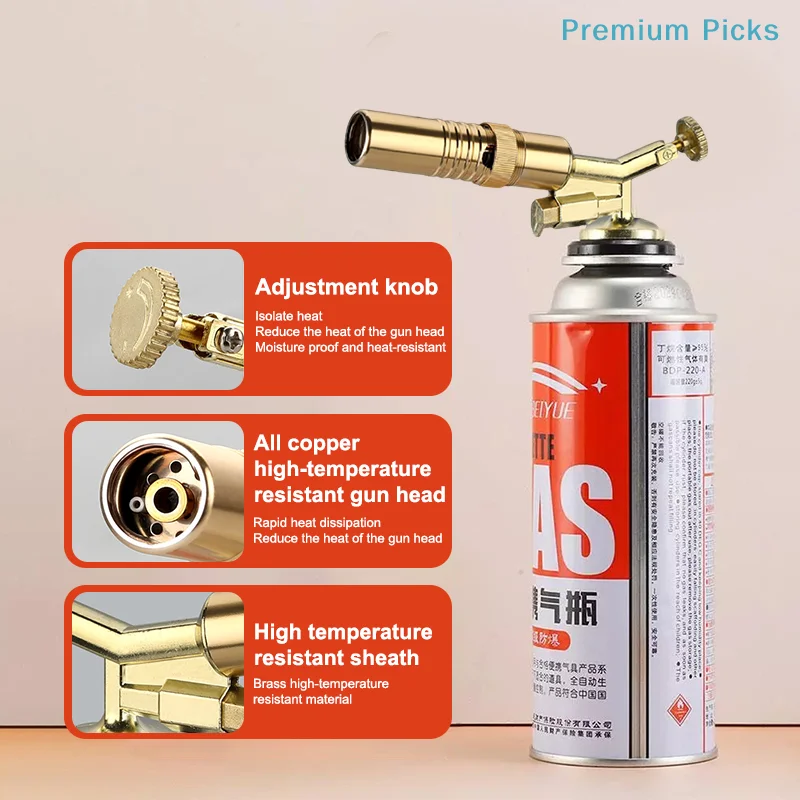 Portable Welding Gas Torch Flame Nozzle Butane Burner Outdoor Camp BBQ Lighter Flamethrower Kitchen Supplies Welding Equipment