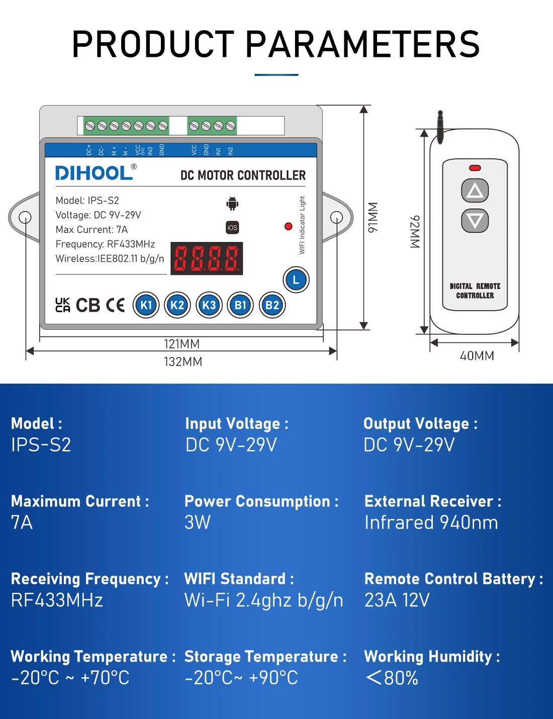 Imagem -03 - Inteligente dc Motor Controlador para Atuador Linear Controlador de Mão Controlador Remoto Adaptador de Energia Wi-fi App Rf433