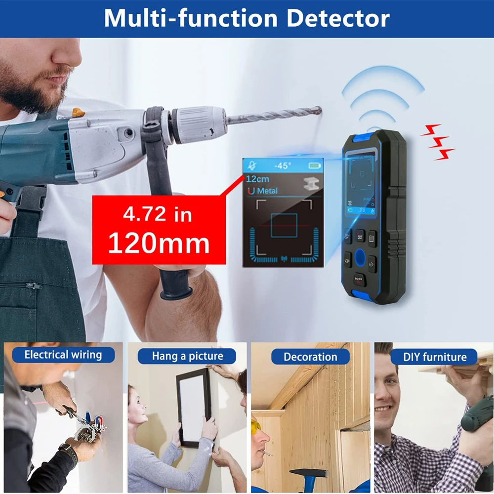 Noyafa NF-518 Metal Detector LCD Display Wall Scanner with Positioning Hole for AC Live Cable Wires Metal Wood Stud Find