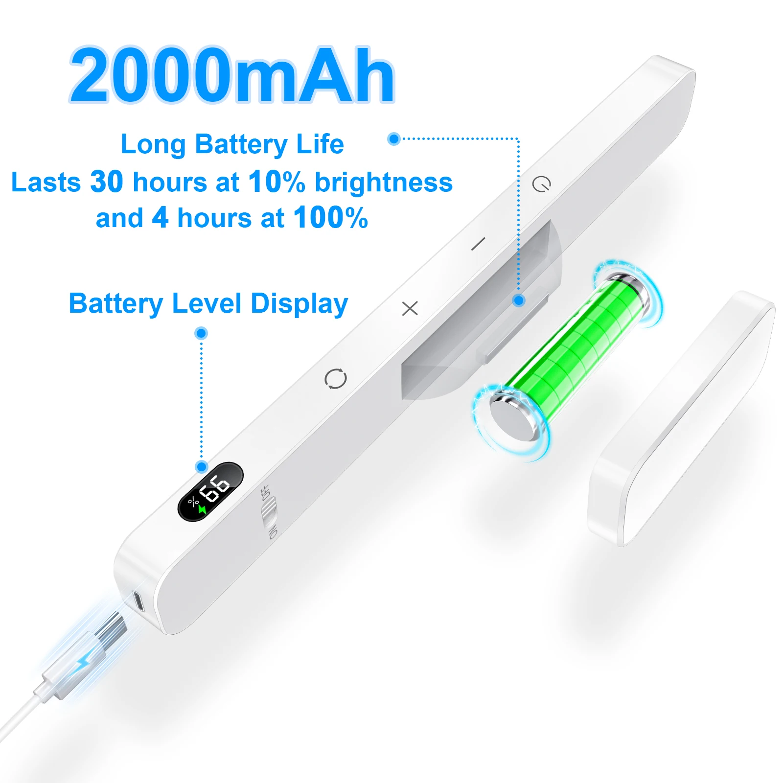 WILLED Touch Table Lamp Magnetic Desk Lamp Bulit-in 2500mAh Battery for Reading Cabinet Mirror Bedside Rechargeable Night Lights