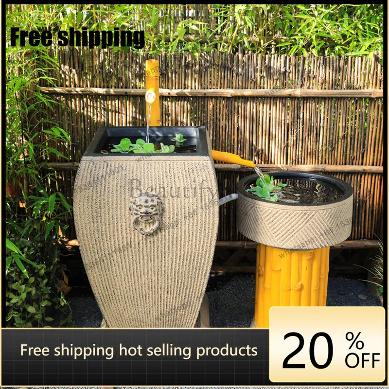 Factory Direct Flowing Water Ornament Outdoor Landscaping Fish Pond Circulating Water Setting New Chinese Water Landscape