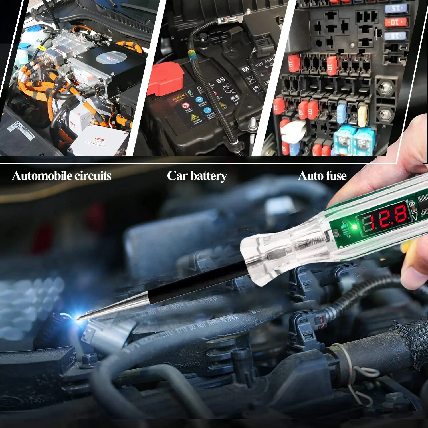 2023 3-70V DC Car Truck Voltage Circuit Tester Digital Display Long Probe Pen Light Bulb Automobile Diagnostic Tools Auto Repair