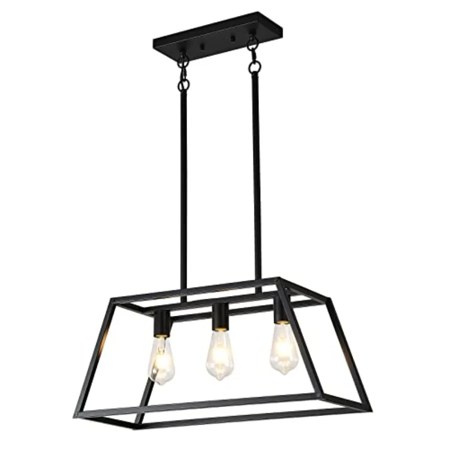 

Kitchen Lighting Fixtures Ceiling Hanging Modern Linear Hanging Matte 3-Light Industrial Pendant Lighting for Kitchen Island