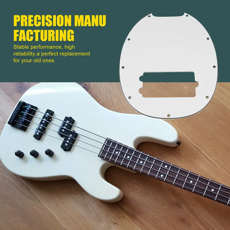 9 lubang Bass Pickguard cocok Mm Klasik 4 Bass pelat gores pencungkil untuk 9-lubang Pickup rendah cocok untuk musisi (putih)