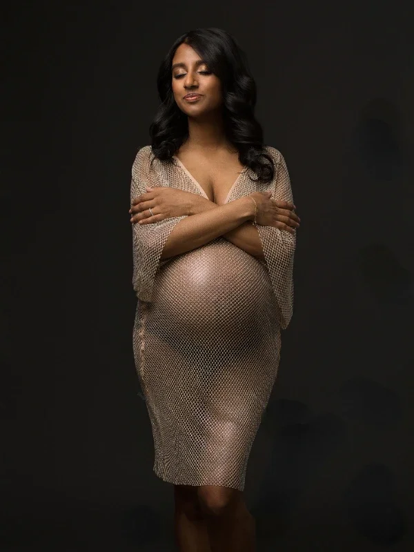 Sexy See-through Boho Maternity Maternity Photography Dresses For Elegant Mesh Rhinestones Dress Pregnancy Photo Shoot