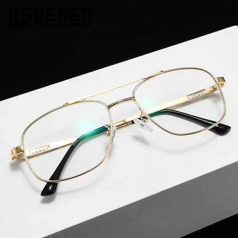 KSVEREN Square Anti Blue Blocking 독서 안경 더블 브리지 광학 처방 안경 클래식 대형 프레임 안경 프레임