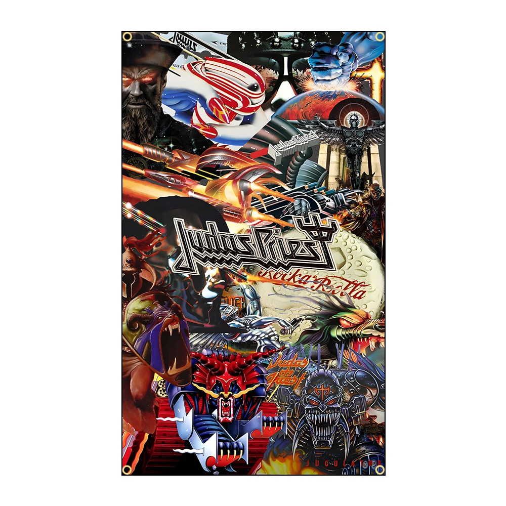 J-Judas P-Priest Heavy-Rock-Band-Flaggen, Polyester-Digitaldruck-Banner für Schlafzimmer, Wandkunst, Outdoor-Wandteppich-Dekoration