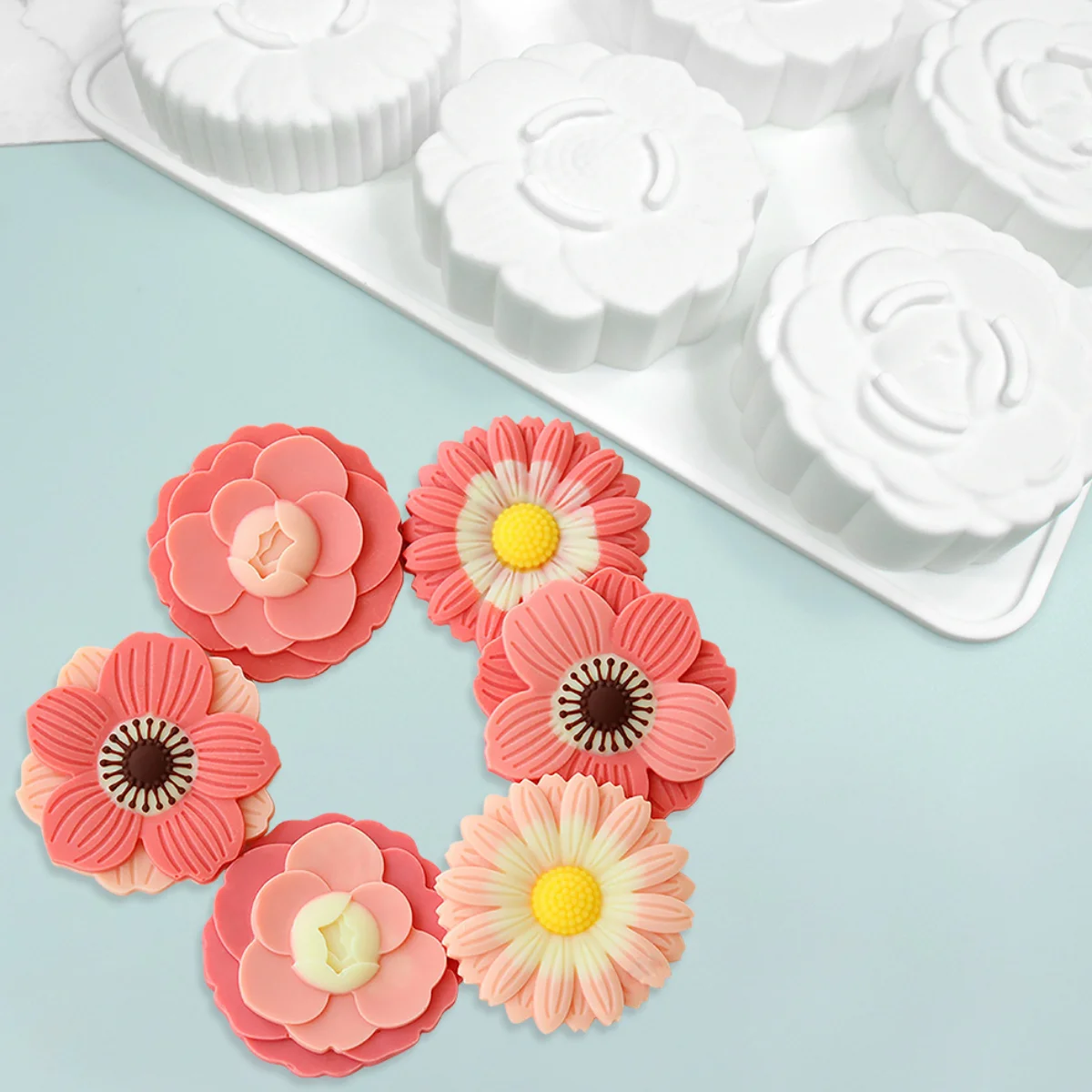 Sunflower Lotus Dessert Silicone Mold Multiple Styles Flower Mousse Cake Chocolate Biscuit Jelly Mooncake Baking Set Soap Mould