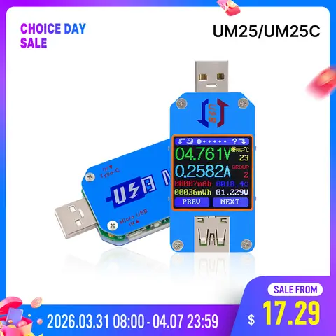 USB Voltmeter and Ammeter UM25C RD