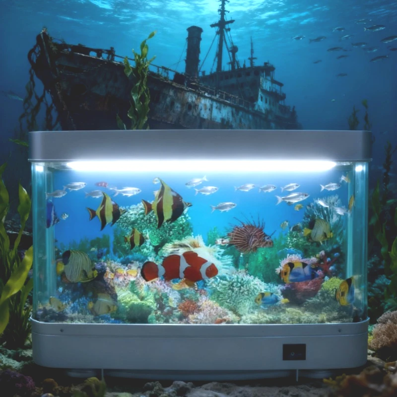 Plug Powered  Artificial Aquarium Fish Tank Decorative Dynamic Decorative Lamp Dining Table Light Room Table Kid Room Decorating