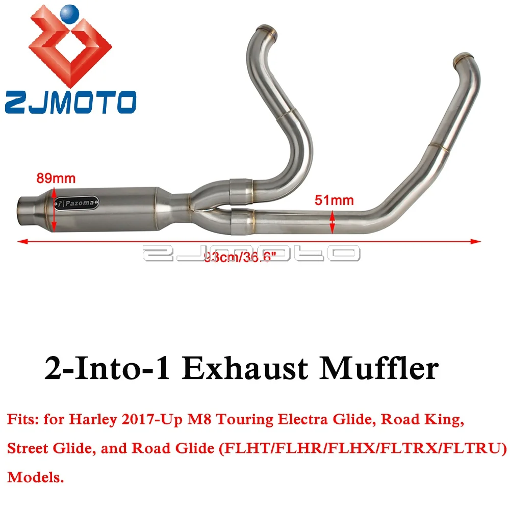 Durable Anti Corrosion Big Bore Stepped Exhaust Pipe High Temperature Sound Absorbing Cotton For Harley Touring Street Glide