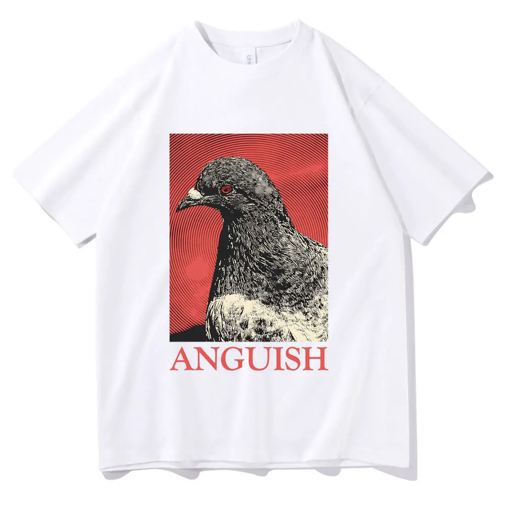 Anguish T-shirt Cute Funny Meme Pigeon Print T Shirts Summer Men Women Casual Oversized Short Sleeve Tshirt Male Vintage Tees