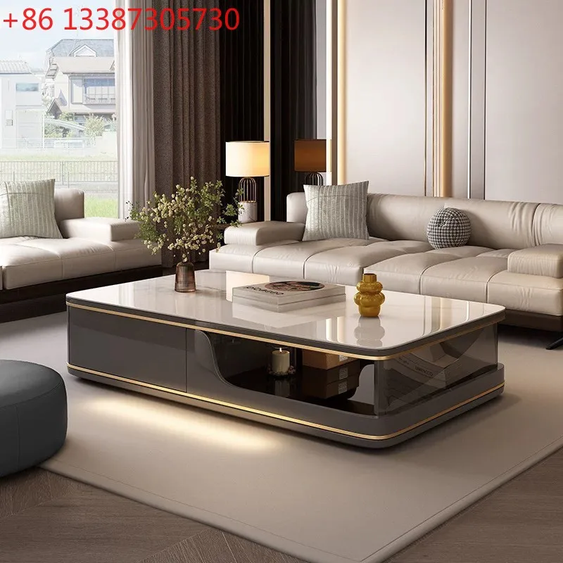 

Журнальный столик для гостиной, бытовой светильник, роскошный простой современный стеклянный полый продвинутый чайный столик