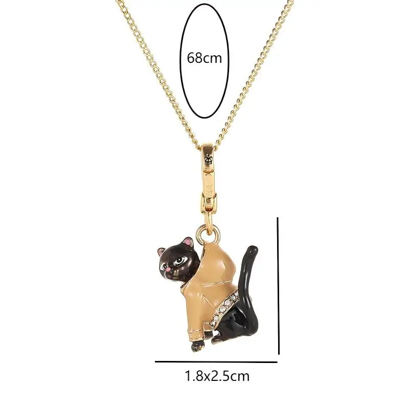 1Pc Diamond-encrusted Exquisite Enamel Glaze Kitten Pendant Cute Pet Animal Lovely Black Cat Men And Women Couple Gift Jewelry