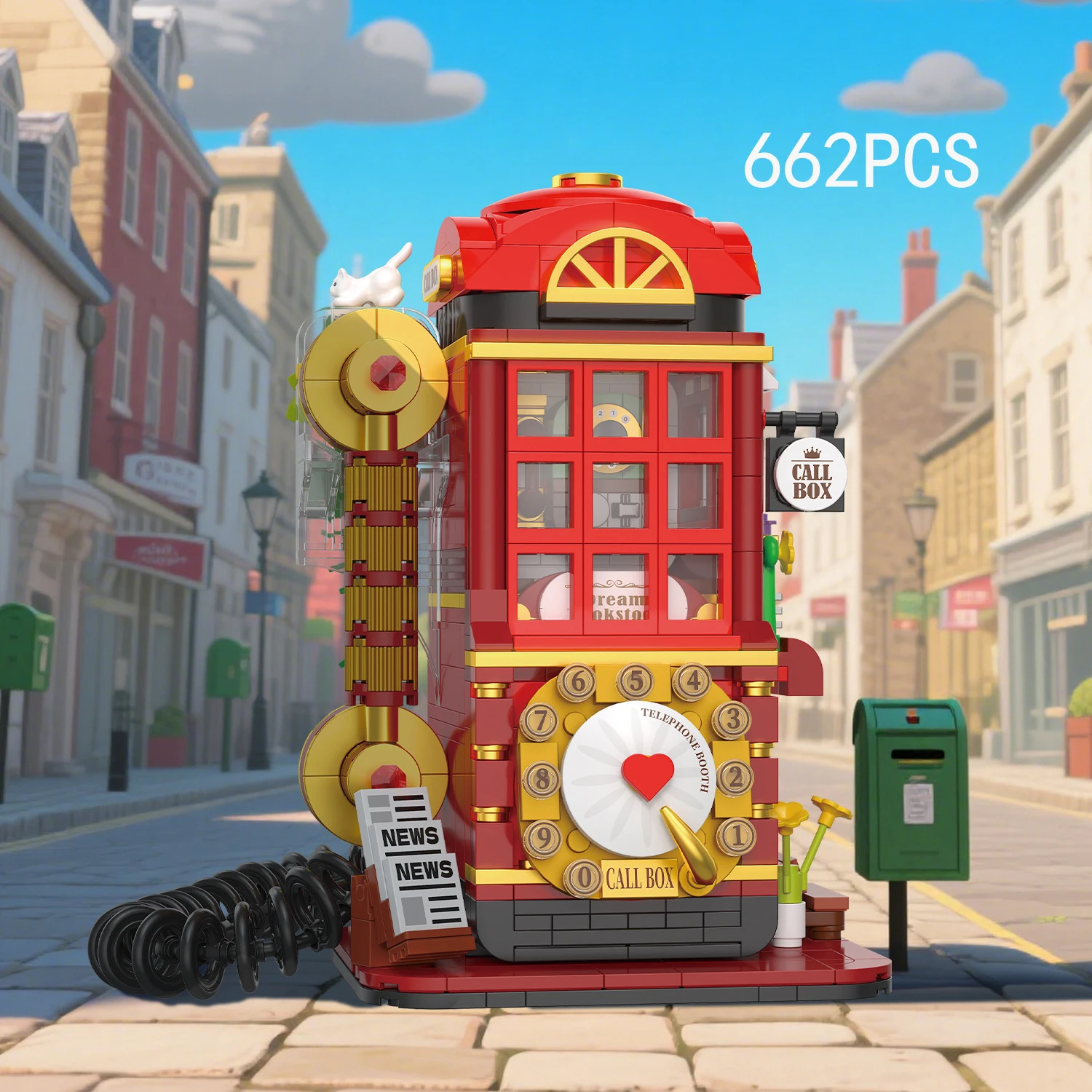Idée City Street View, brique de construction, cabine téléphonique rétro, architeuse, Mini blocs de figurines, ensembles de modèles, Collection de jouets