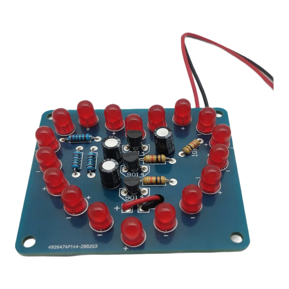 DIY Heart shaped Flashing Lamp kit 18 red LEDs analog circuit soldering project with components and instructions 5.6 5.2cm