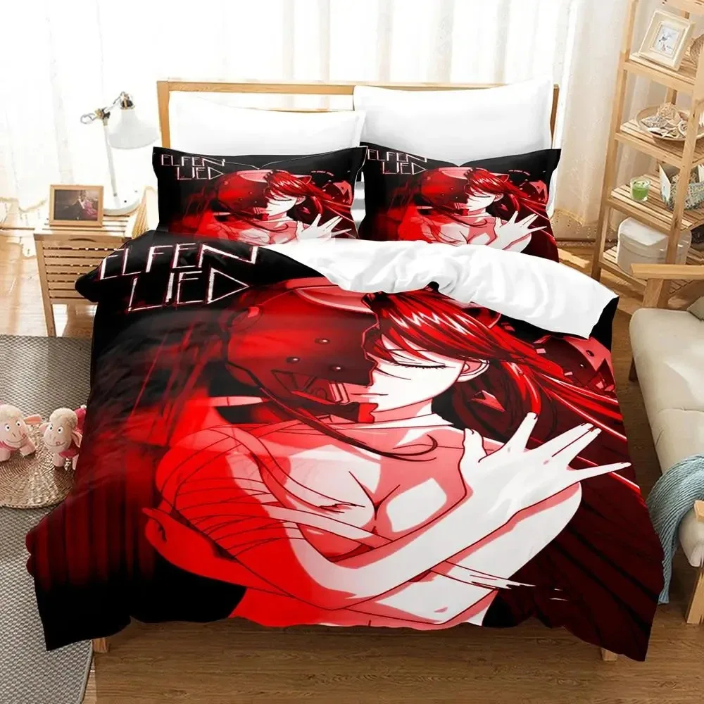 Anime Elfen Lied Bedding Set Duvet Cover Bed Set Quilt Cover Pillowcase Comforter king Queen Size Boys Adult Bedding Set