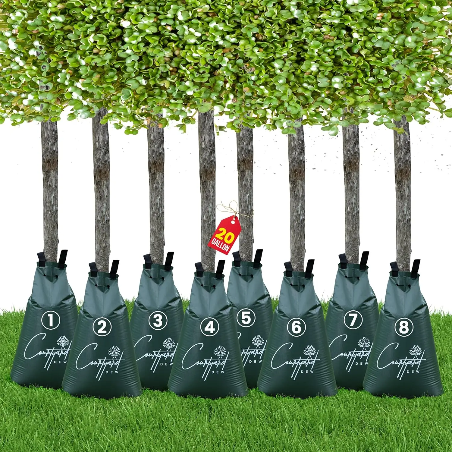 20 Gallon Tree Watering Bag, Slow Release, Heavy Duty, Pack of 8