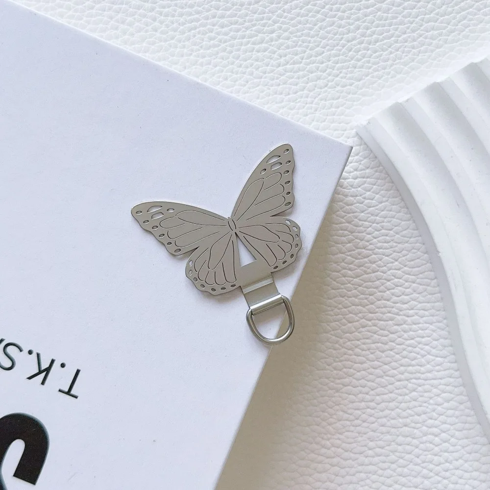 

Stainless Steel Butterfly Phone Patch Safety Connect Hanging Phone Tether Tab Ultra-thin Metal Cellphone Strap Gasket Anti-lost