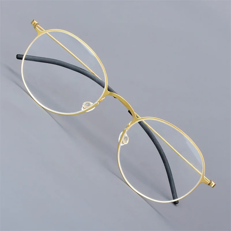 Pure Titanium Round Eyeglasses Frame Denmark Ultralight Men Screwless Blue Glasses Frames Designer Women Trendy Circle Spectacle