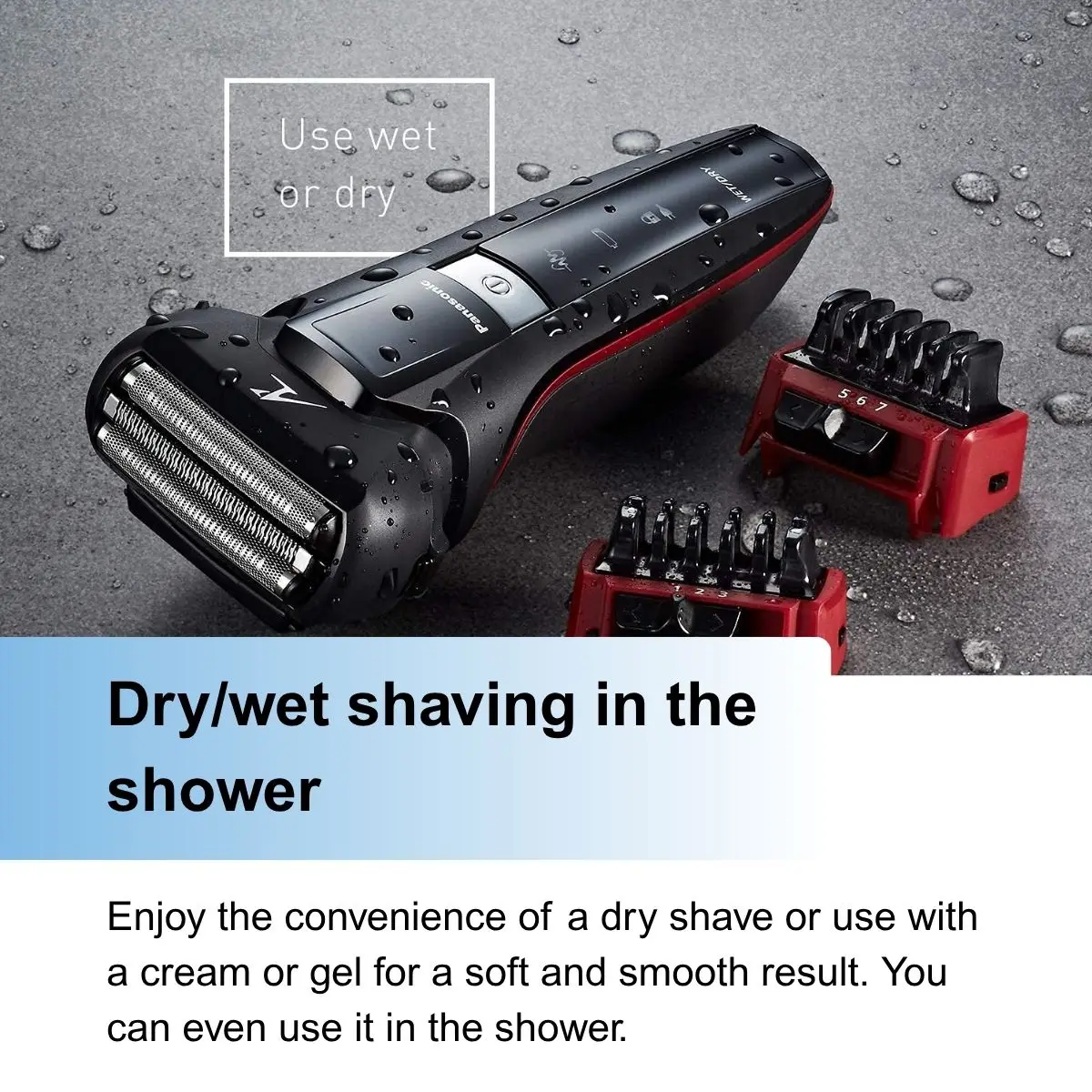 ماكينة حلاقة كهربائية باناسونيك ES-LL40 للرجال، ماكينة حلاقة رطبة وجافة 3 شفرات مع ماكينة تشذيب منبثقة