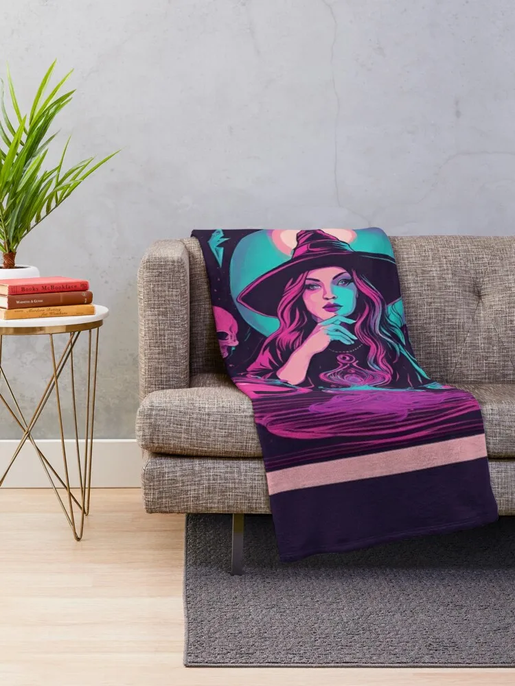 Mystical Witchcraft & Magic: Surrealism & Synthwave Fusion D11 Throw Blanket Bed linens Blankets For Baby Designers Blankets