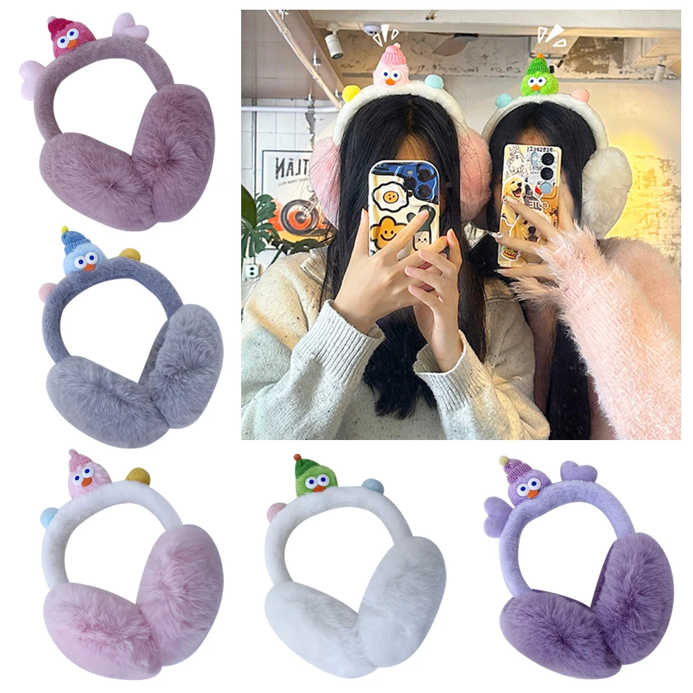 Portable Plush Funny Earmuffs Cold Protection Keep Warm Cute Ear Muffs Soft Foldable Winter Earflaps Girls Women