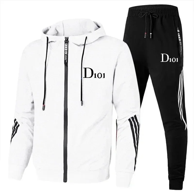 Korean Fashion Men\'s Zipper Jacket Hoodie Running Sportswear Set Men\'s Tracksuit Winter Sports Suit