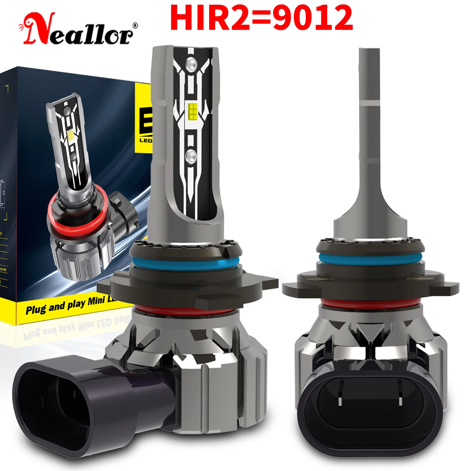 2pcs High Power HIR2 9012 LED Headlight Bulbs Super Bright Powerful No Adapter Required Car Turbo Diode White Moto Fog Lamp 12v