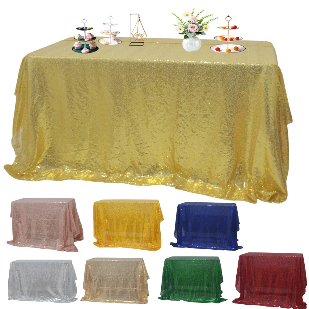 

Sequin Sparkly 90x132inch Tablecloth For Wedding Party Decoration Glitter 120x180cm Christmas Birthday Banquet Table Cover