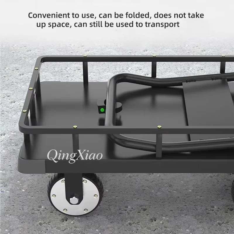 Industrial Four Wheels Stainless Steel Flatbed Trolley Factory Material Handling Warehouse Cargo Daily Logistics Transport Using