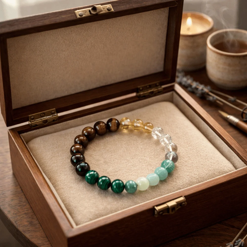Vintage Stone Beads Bracelet Bangles Wrist Chain Attract Wealth Bracelets Bohemian Elastic Crystal Bracelet Jewelry Gift