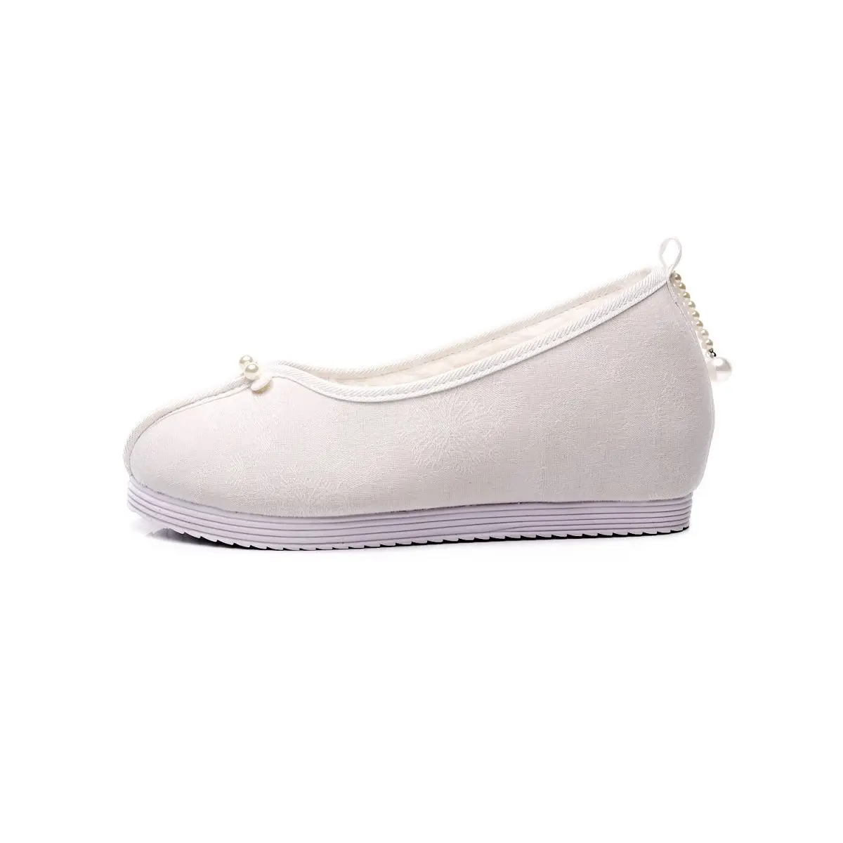 Zapatos Hanfu con forro de algodón de felpa, zapatos de tela Jacquard de Color sólido, zapatos de otoño e invierno, viejo Pekín