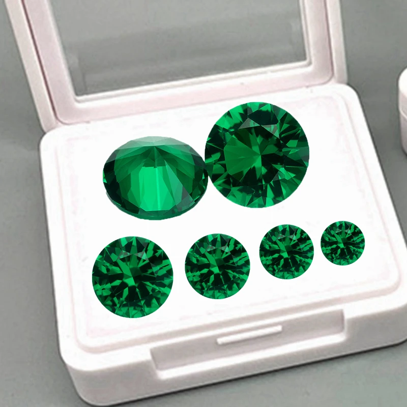 

Pretty Emerald Stone Created Gem Brilliant Round Cut VVS Loose Gemstone For Jewelry Making DIY Accessories