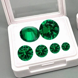 Pretty Emerald Stone Created Gem Brilliant Round Cut VVS Loose Gemstone For Jewelry Making DIY Accessories