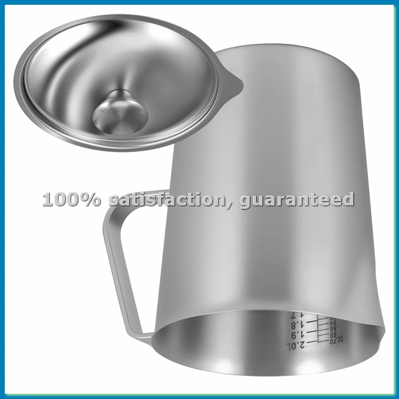 

Мерный стакан из нержавеющей стали 304, 2 л, с крышкой и мерной шкалой, кувшин для молока для ресторанов, для приготовления пищи, для кухни, для кофе - A56M