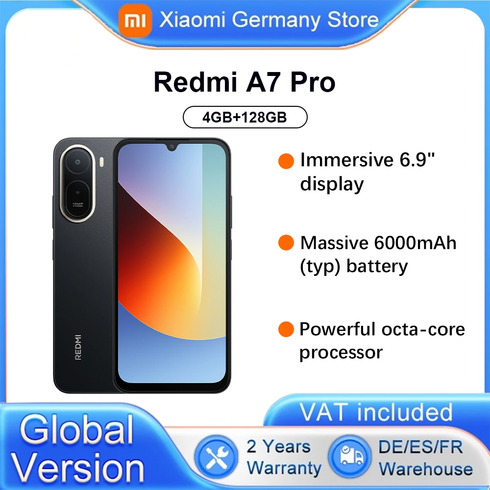 Smartphone Redmi A7 Pro version globale, �cran 6,9 pouces, double cam�ra IA 13MP, batterie 6000 mAh, processeur octa-core puissant