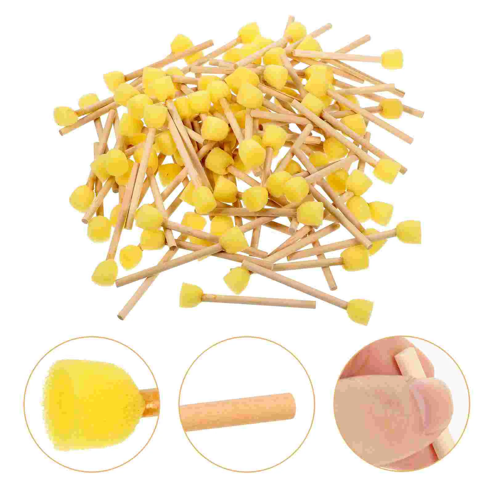 

100 Pcs Sponge Brush with Wooden Handle Paint Soft Drawing Kit Kids Sponges for Painting