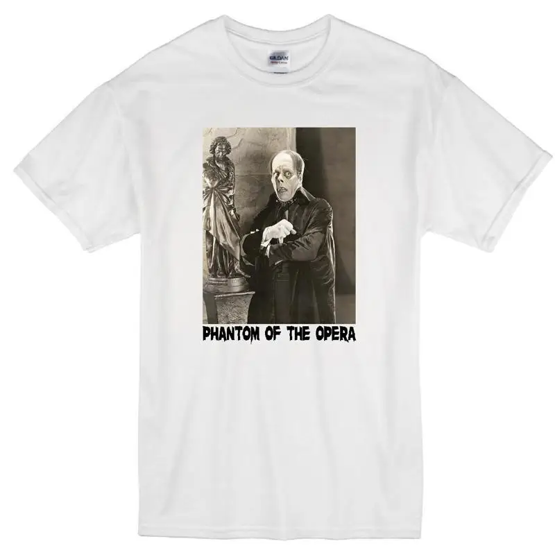 فانتوم أوبرا لون تشاني 1925 فيلم رعب صامت تي شيرت أبيض