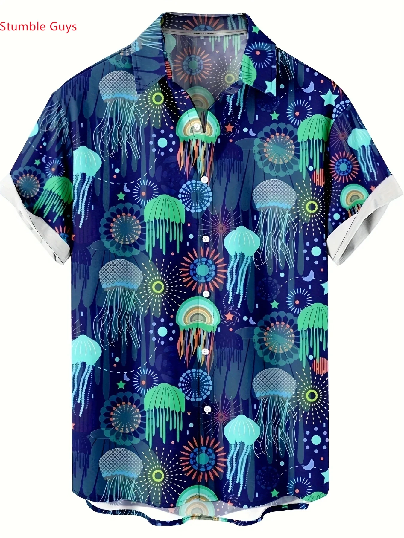

High Street Fashion Printed Hawaiian Shirt For Men Summer Man Short Sleeve Loose Fit Beach Wear Trendy Street Style Tops