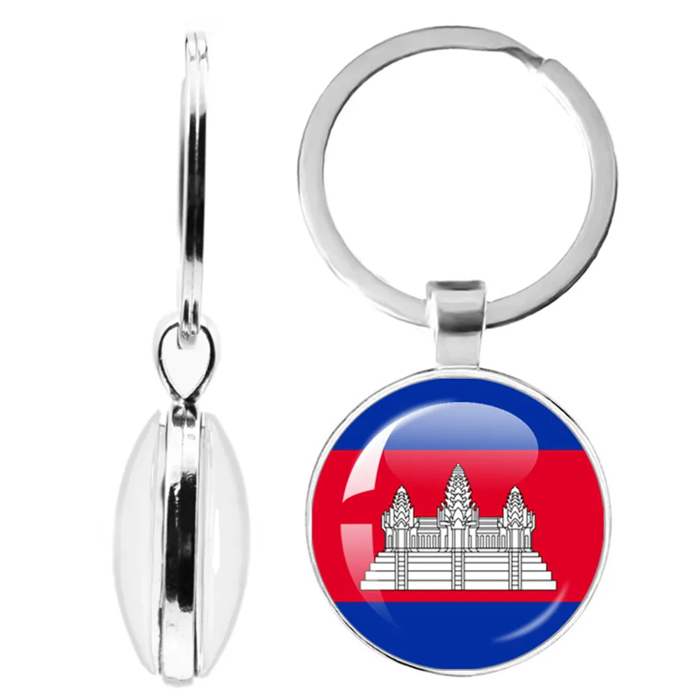 Palestine,Thailand,Cyprus,Egypt,Colombia,Tunisia,Austria,Iceland,Cambodia National Flag Series Double-Sided Glass Keychain