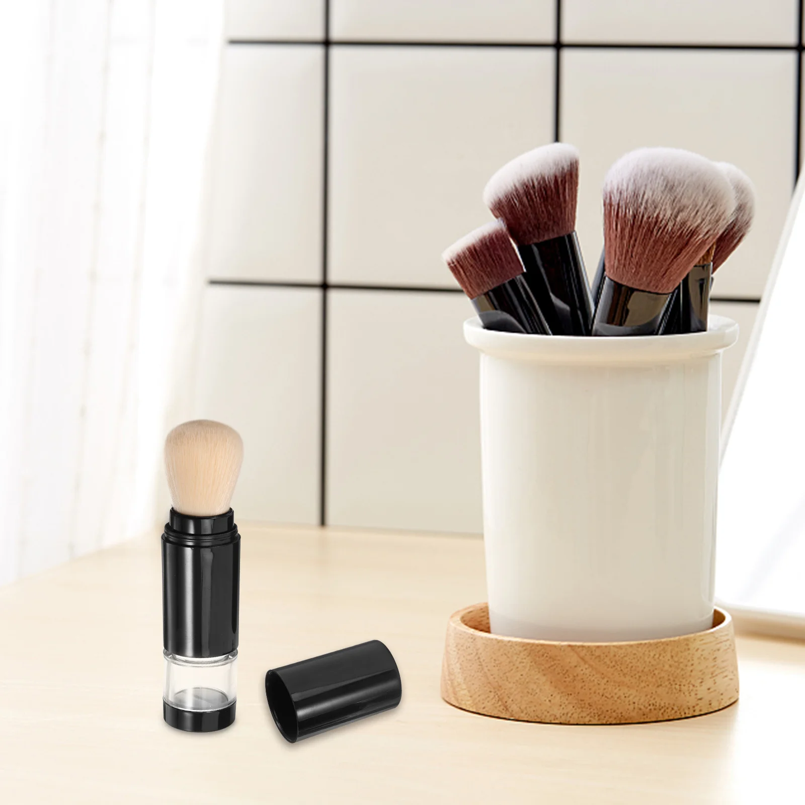 Applicatore automatico per fard con pennello per cipria per cipria pressata in polvere, strumento per trucco viso, setole morbide