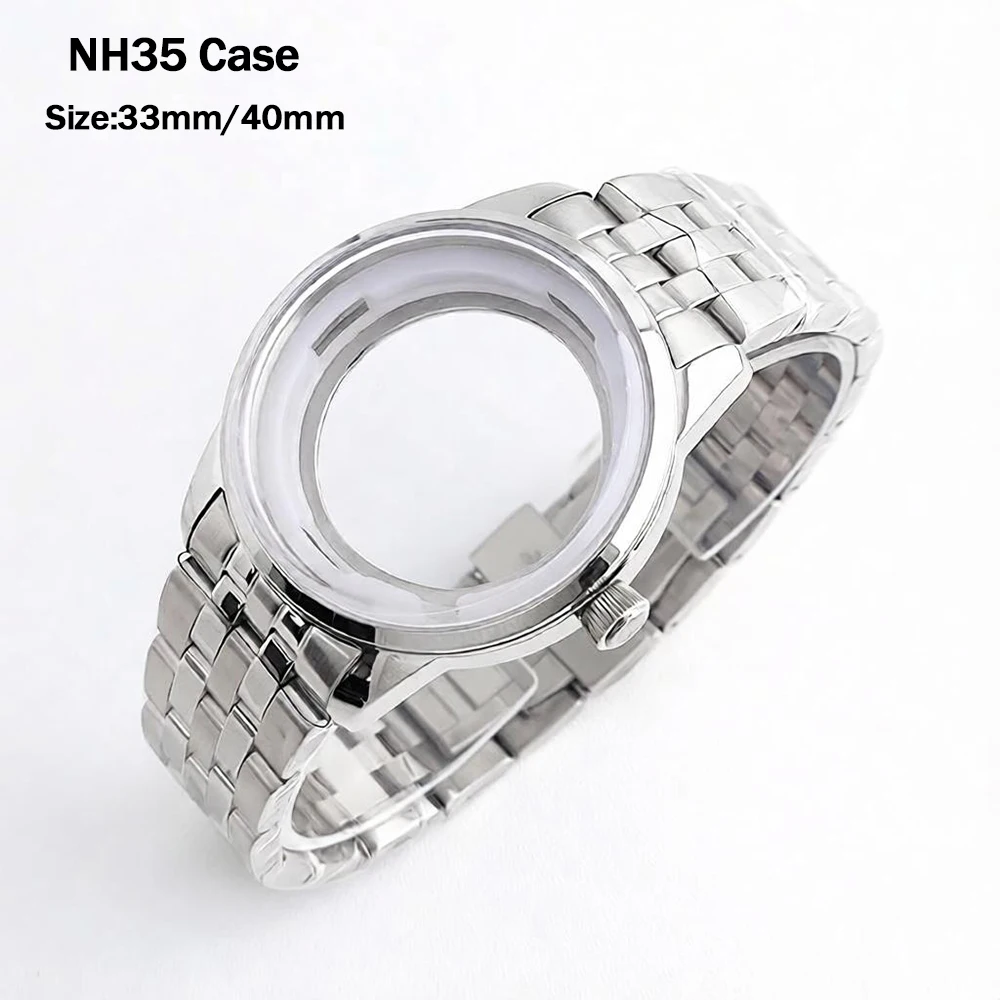 33/40mm NH35 Case Stainless Steel Couple Case Set Cocktail Style Case Suitable For NH35/NH36 Mechanical Watch Replacement Module