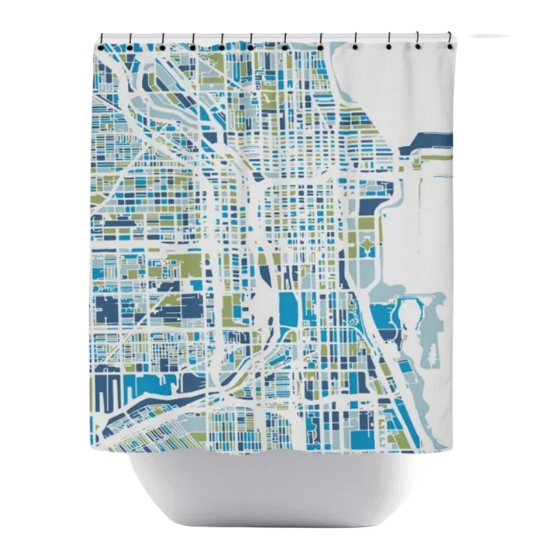 Chicago Map Shower Curtain For Bathroom Decor