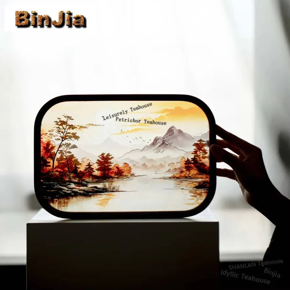 

Креативный чернильный чайный поднос в виде пейзажа, дзен, бамбуковое стекло, чайная доска для бегонии, блюда для сервировки цветочного чая, аксессуары для чая, украшение